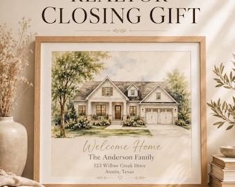 Custom Watercolor House Portrait, Realtor Closing Gift, Personalized Home Painting (Digital Download)