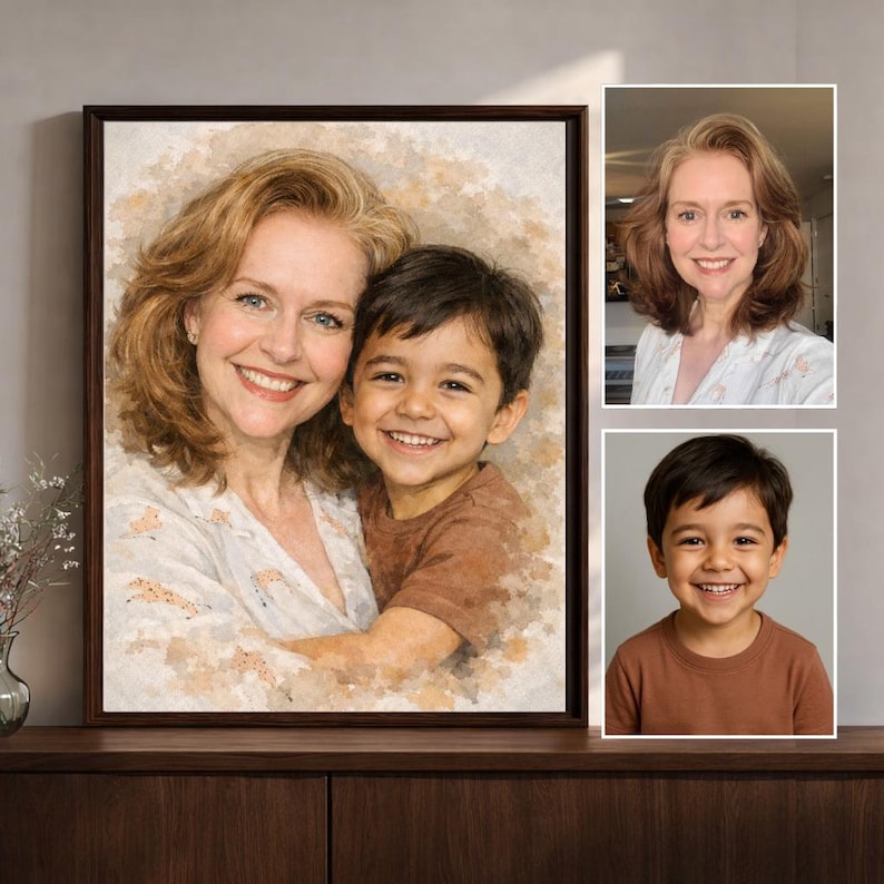 Custom Watercolor Portrait from Photo, Family Portrait, Memorial Gift, Gift for Mom, Digital Download image 3