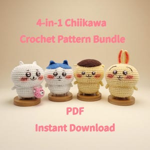Bundel met Chiikawa-haakpatroon, 4-in-1 pdf, Hachiware Usagi Kurimanju-set