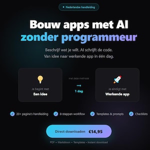 Vibecoding methode | AI coding gids | Apps bouwen met Claude | Nederlandse handleiding | Digitale download PDF