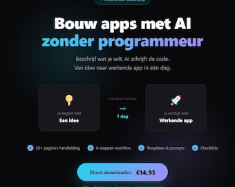Vibe-Coding-Methode | KI-Codierungsleitfaden | Apps entwickeln mit Claude | Niederländisches Handbuch | PDF-Download