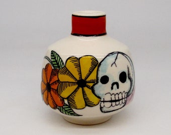 Flowery Skull Vase