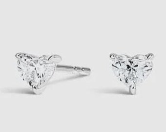 Örhängen med hjärtformade örhängen i 14 karat guld | Solitaire med labododlade diamanter | Vardagskläder