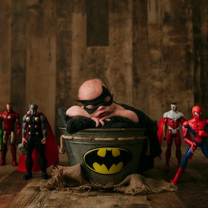 Superhero newborn bucket digital backdrop
