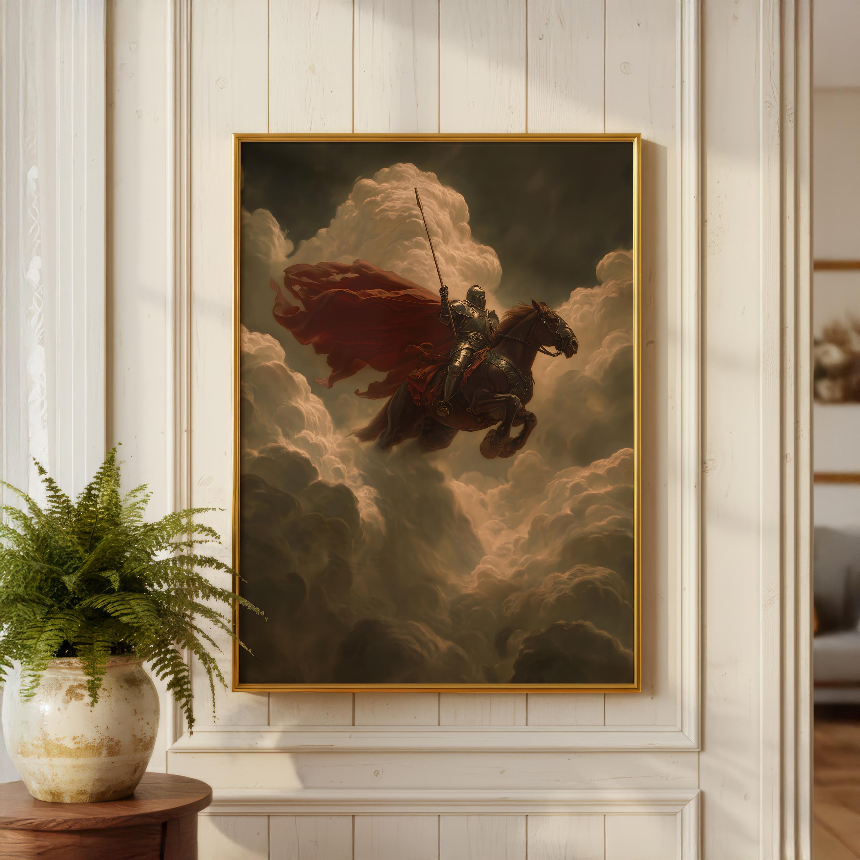 Knight on Horseback Fantasy Art Print | Medieval Warrior Living Room ...