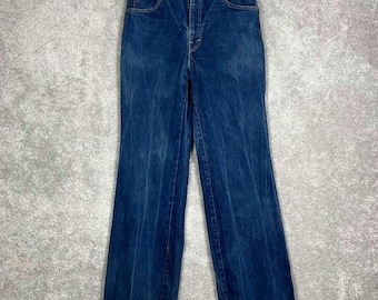 Vintage 70s Blue Denim Jeans Mens Made in USA Scovill Zip Retro Fits 30x31