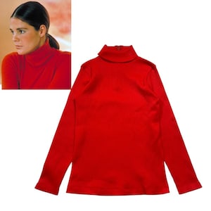 ヴィンテージ 70年代 タートルネック レッド リブ編み 長袖 ジッパー アリ・マッグロー レディース ミディアム