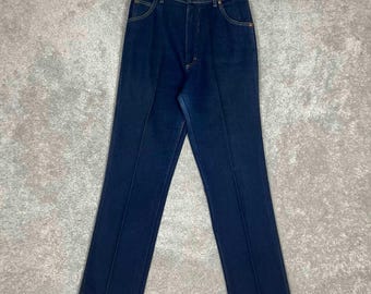Vintage Lee högmidjade raka jeans i mörk tvätt, tillverkade i USA, 16 28x30