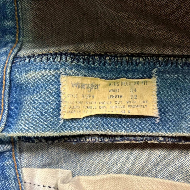 VTG 70s Wrangler Jeans Mud Faded Distressed Mens 34x32 (fit 32x29) Made In USA image 9
