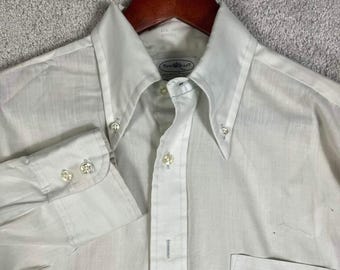 Vintage 60s Towncraft Plus Penn-Prest White Button Down Shirt Tapered 15.5 34