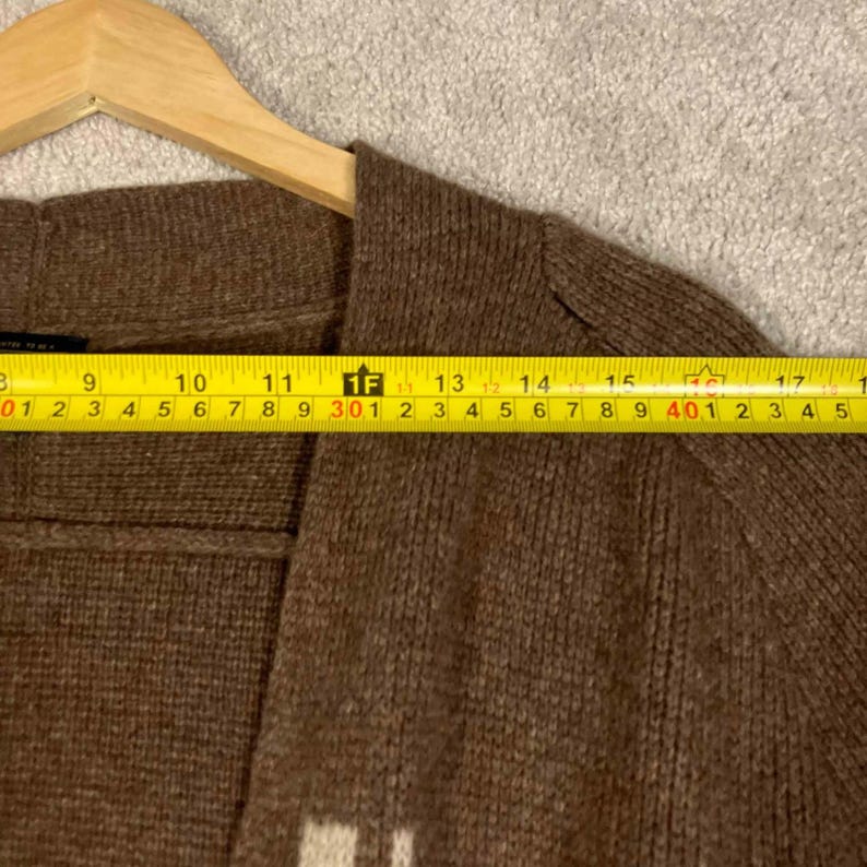 Pendleton Aztec Lambswool Cardigan Duster Brown Sweater Knit Size Large image 13
