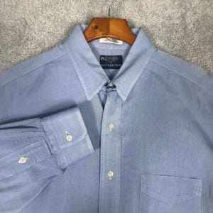 Vintage Gitman Bros Blue Pinpoint Oxford Cotton Dress Shirt 16.5 35 Tab Collar