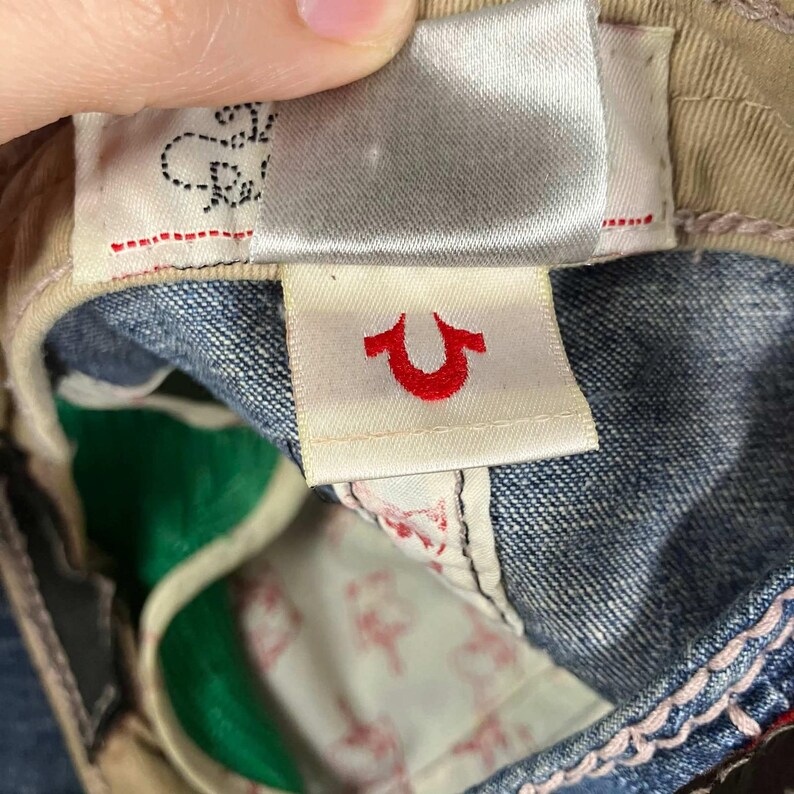 Vintage True Religion Horseshoe Denim Baseball Cap Blue Distressed Hat image 12