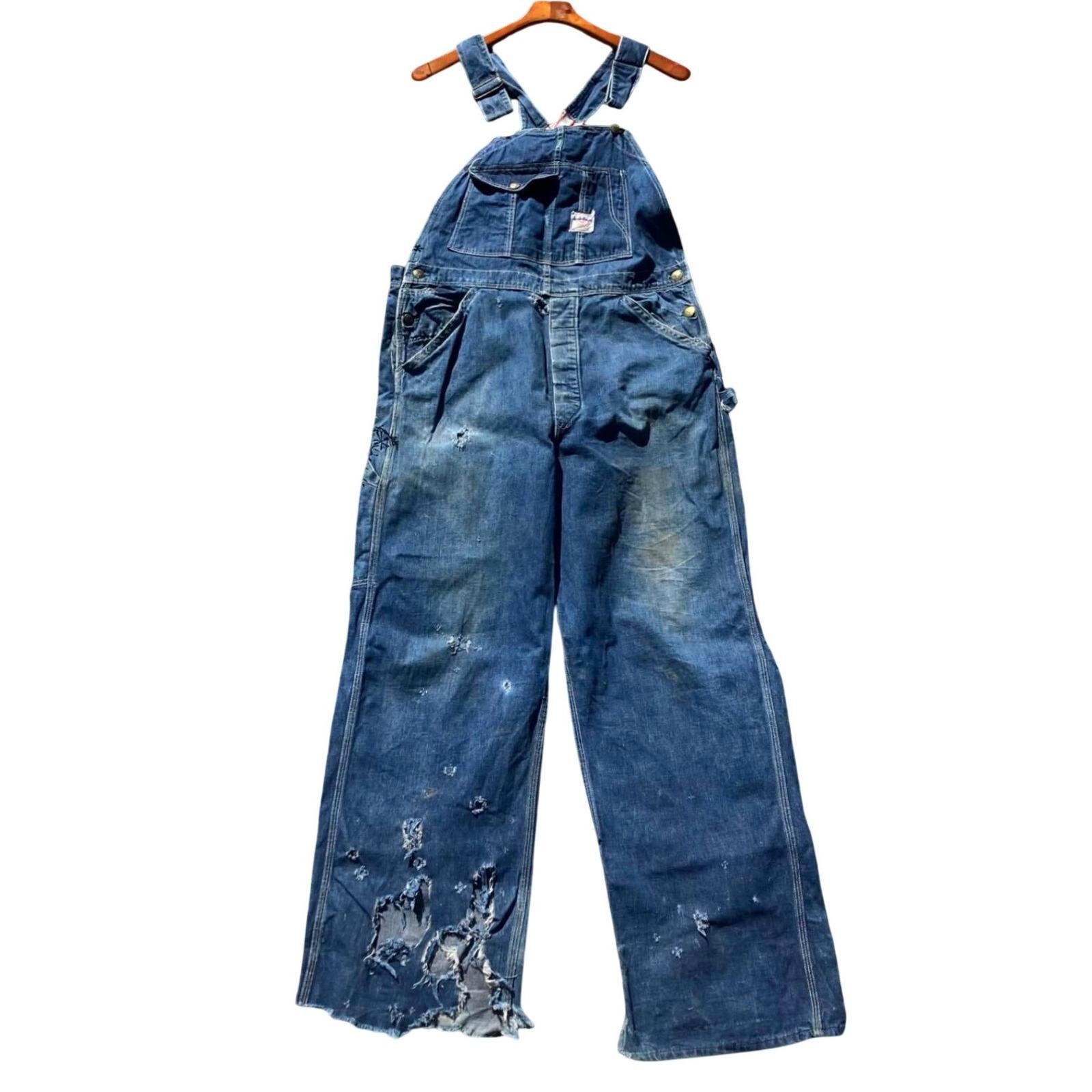 パンツ ~50's Anvil Brand DENIM OVERALLS 1950s Anvil Brand Overalls Spell Out Adjustable Straps Vintage