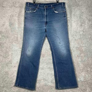 Vintage Levis Jeans Herr Passar 36x27 517 Blå Bootcut Svarta Flik Patched 80-90-tal