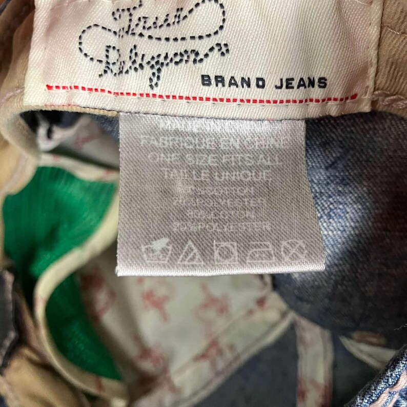 Vintage True Religion Horseshoe Denim Baseball Cap Blue Distressed Hat image 14