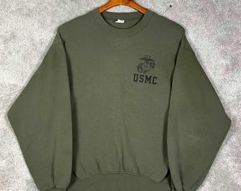 Sudadera Soffe USMC (Cuerpo de Marines de los Estados Unidos) para hombre, talla grande, color verde, DSCP (Campaña Militar)