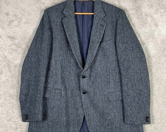 Chaqueta deportiva de lana azul con estampado de espiga para hombre Dunn & Co Harris Tweed, talla 42 Regular