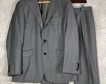 Abito vintage Hickey Freeman da uomo, grigio, in lana Loro Piana Super 150s, taglia 42R (34x29).