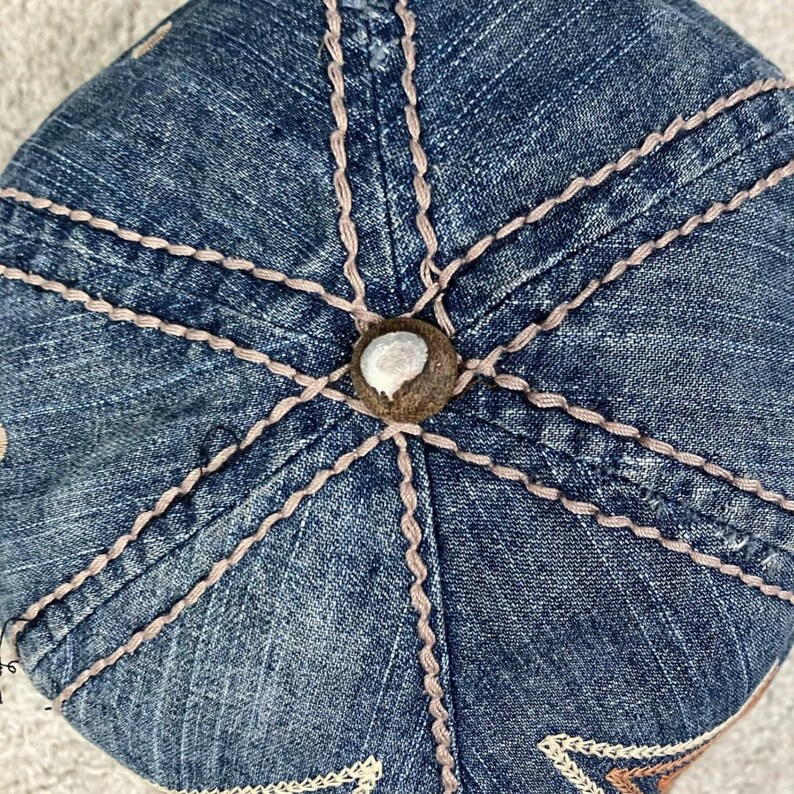 Vintage True Religion Horseshoe Denim Baseball Cap Blue Distressed Hat image 9