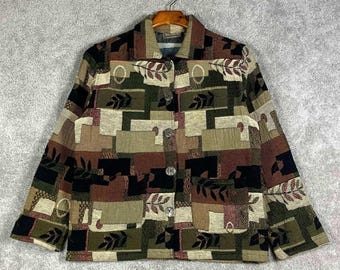 Chaqueta Jane Ashley Casual Lifestyle Tapestry para mujer, talla M, con estampado abstracto de la naturaleza.