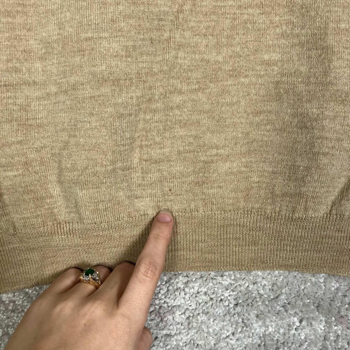 Vintage 70s Turtleneck Sweater Mens XL Tan 100% New Wool Superior 10s England, foto 4 di 5