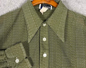 Polo a maniche lunghe verde testurizzata da uomo Vintage Heritage Sportswear, taglia L.