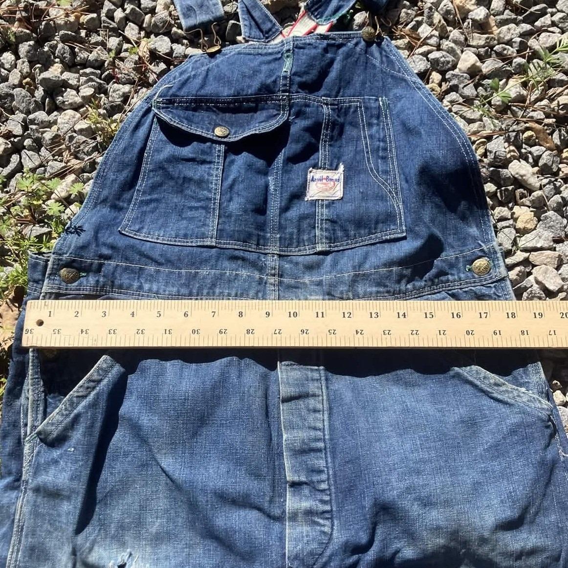 パンツ ~50's Anvil Brand DENIM OVERALLS 1950s Anvil Brand Overalls Spell Out Adjustable Straps Vintage