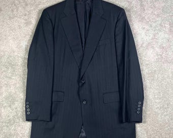 Chaqueta tipo blazer de dos botones con raya diplomática azul marino para hombre de Dunhill, fabricada en EE. UU., talla 44R