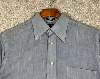 Vintage jaren 70 JCPenney blauw wit gestreept button-down shirt 15,5 x 34"