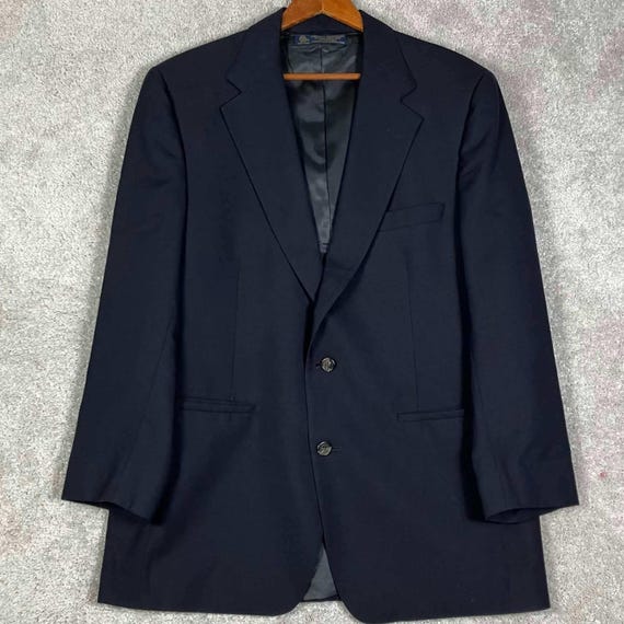 Brooks Brothers, Vintage Brooks Brothers Blazer Mens 42 Navy Blue Pure Wool 2-Button USA Made