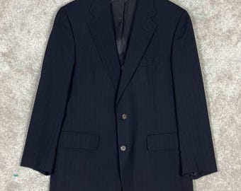 Blazer vintage de lana negra a rayas finas de Brooks Brothers, talla 39R, fabricado en EE. UU. por sindicatos.