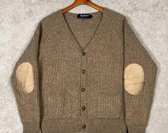 Vintage Yves Saint Laurent Cardigan: Yellow YSL Logo Knit Sweater