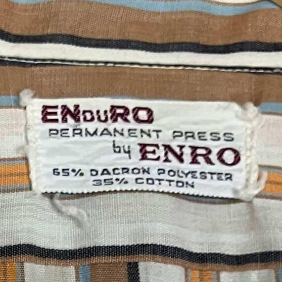 VTG 60s Enro Enduro Permanent Press Striped Shirt Mens Orange Atomic Mid Century View 2