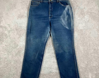 Vintage Lee Jeans Mens 38x30 Whisker Fade Workwear Farm Denim 80s 90s Distressed