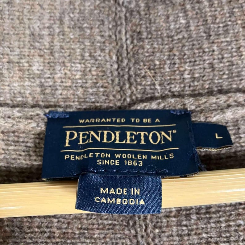 Pendleton Aztec Lambswool Cardigan Duster Brown Sweater Knit Size Large image 5