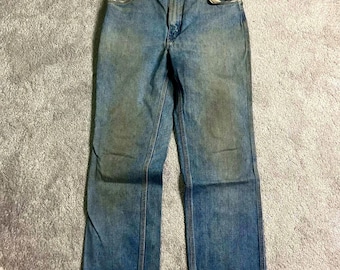 VTG 70s Wrangler Jeans Mud Faded Distressed Mens 34x32 (fit 32x29) Made In USA