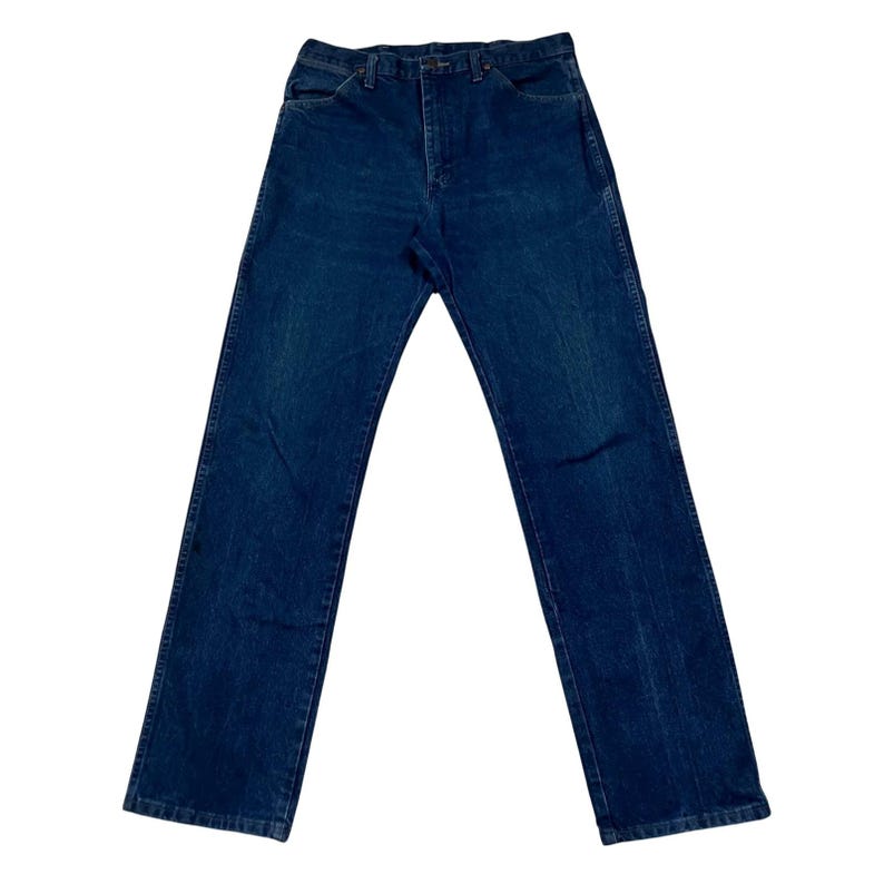 Vintage Wrangler Jeans Mens Fits 33x34 Straight Leg Dark Wash Classic Cowboy image 1