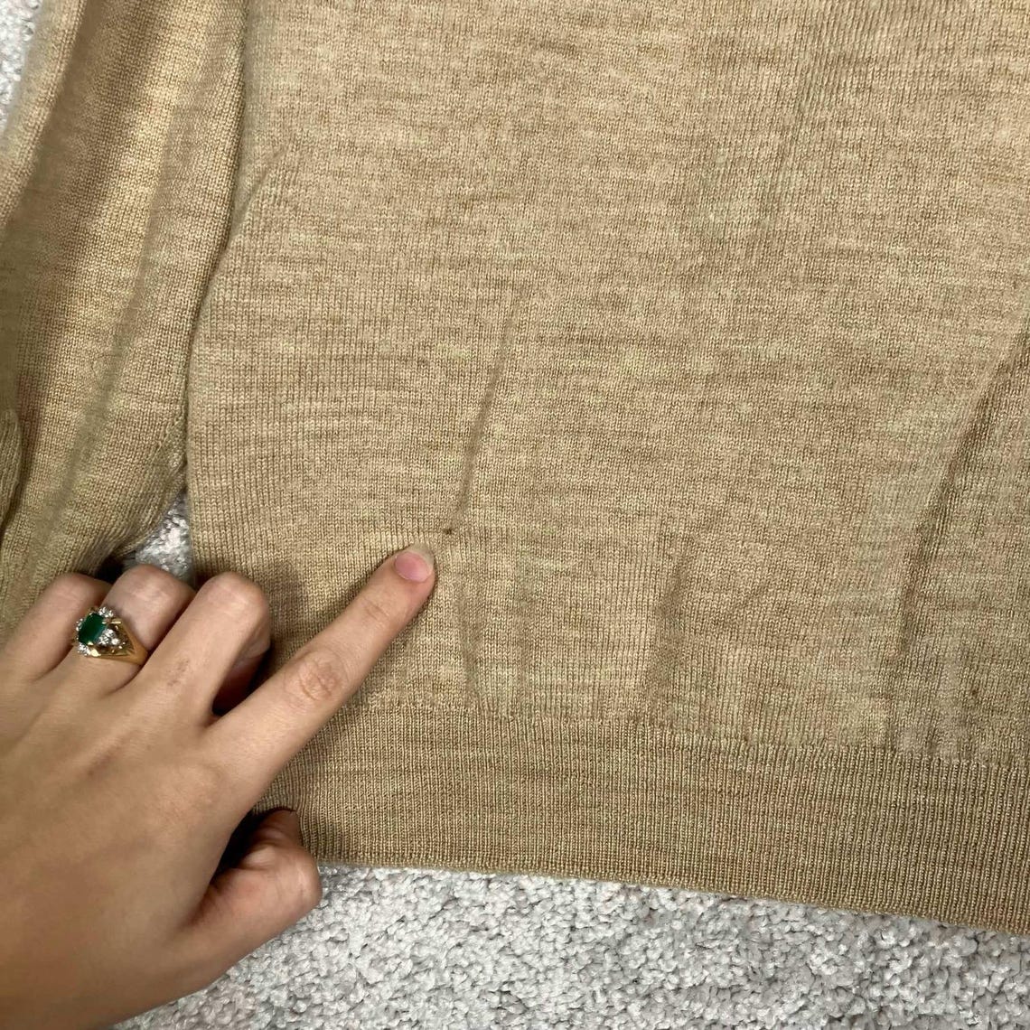 Vintage 70s Turtleneck Sweater Mens XL Tan 100% New Wool Superior 10s England, foto 3 di 5