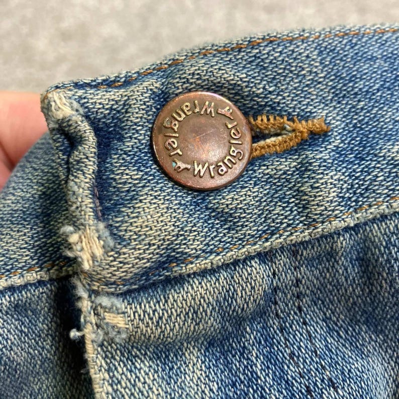 VTG 70s Wrangler Jeans Mud Faded Distressed Mens 34x32 (fit 32x29) Made In USA image 3