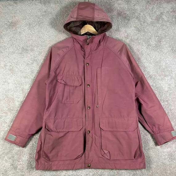 Woolrich, Vintage 90s Woolrich Talon Zip Mountain Parka M Pink Wool Lined Hood Jacket USA