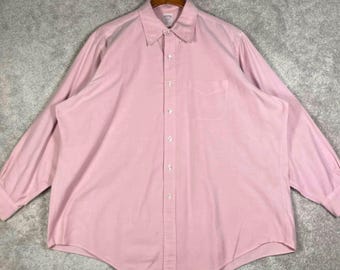 Camisa vintage Brooks Brothers Makers rosa de algodón Supima OCBD, talla 17.5-4, hecha en EE. UU.