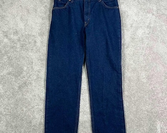 Jeans Levi's 506 vintage para hombre, talla 36x32 (equivalente a 34x30), etiqueta naranja, hechos en EE. UU., lavado oscuro.
