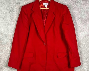 Vintage Pendleton Womens Blazer Jacket Red Size 18 Made in USA 100% Virgin Wool