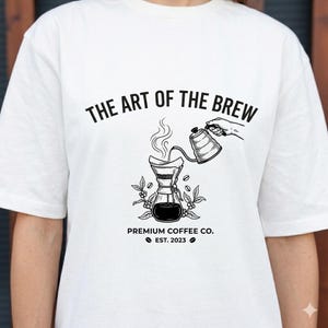 The Art of the Brew Pour Over Coffee T-shirt, minimalistisch baristashirt