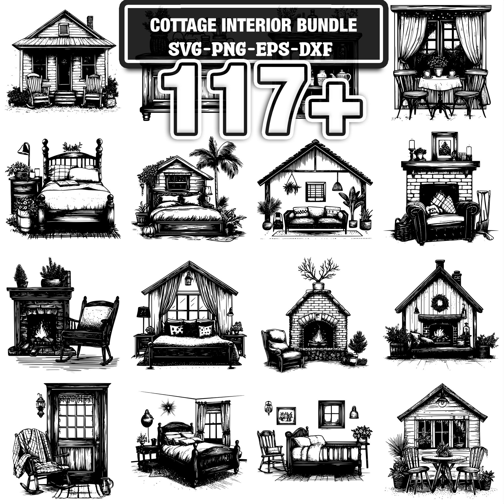 Cottage Interior Svg Bundle | 117+ Svg Png Eps Dxf Clipart | Instant ...
