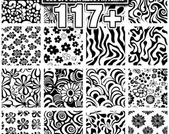 117+ Snygga retromönster, vintagedesignpaket (digital nedladdning)