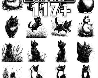 117+ Unique Cats svg, png, dxf, eps designs bundle | Instant Digital Download