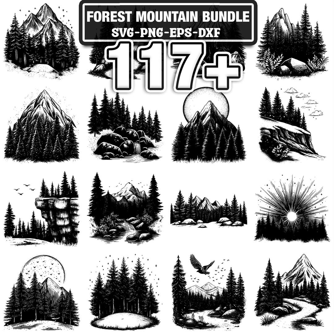 Forest Sign Dxf File 117+ Forest Mountain Svg, Png, Dxf, Eps Designs Bundle | Instant ...