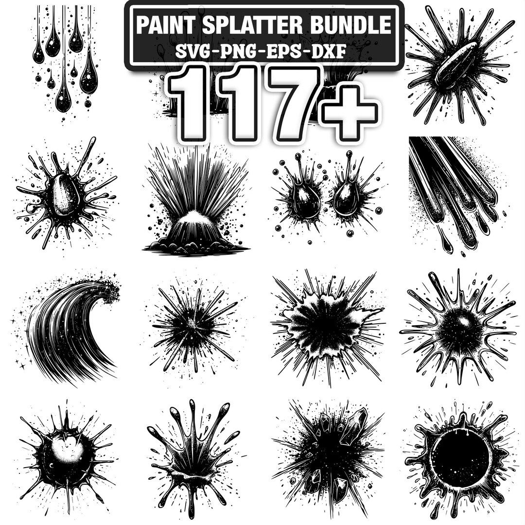 Paint Splatter SVG Bundle | 117+ Cut Files (svg, Png, Dxf, Eps ...